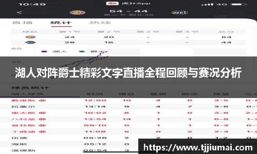 湖人对阵爵士精彩文字直播全程回顾与赛况分析